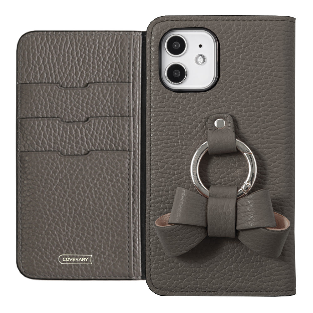 本革 32色 イタリアンシュリンクレザー リボンスマホリング付き 手帳型ケース AQUOSシリーズ