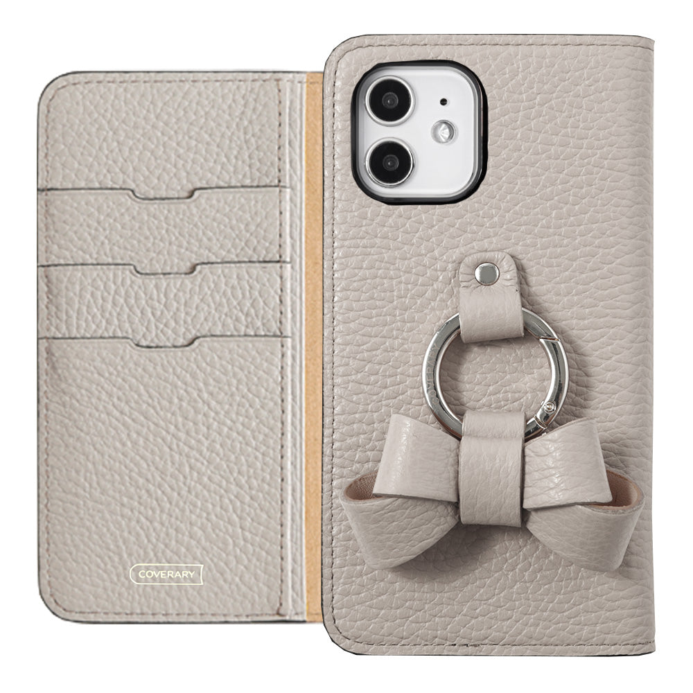 本革 32色 イタリアンシュリンクレザー リボンスマホリング付き 手帳型ケース AQUOSシリーズ