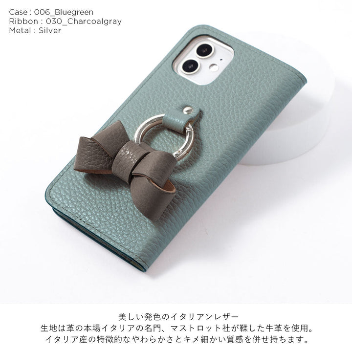 本革 32色 イタリアンシュリンクレザー リボンスマホリング付き 手帳型ケース Google Pixelシリーズ