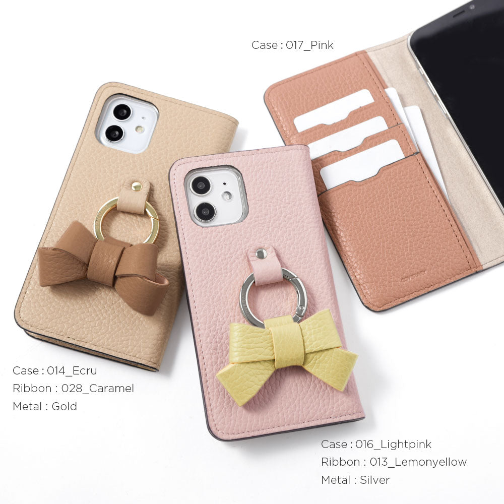 本革 32色 イタリアンシュリンクレザー リボンスマホリング付き 手帳型ケース Google Pixelシリーズ