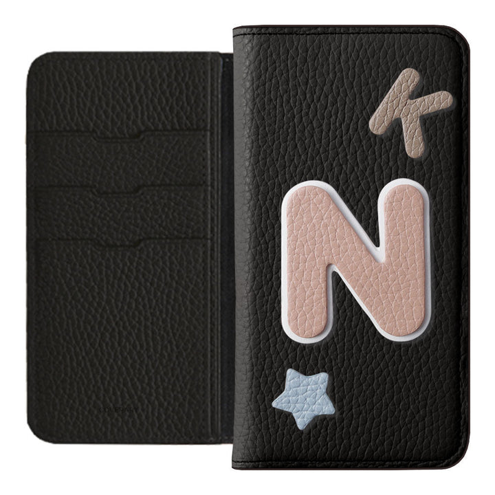 Genuine leather 32 colors Italian shrink leather 3 types set with patches Notebook-style case Galaxy series
