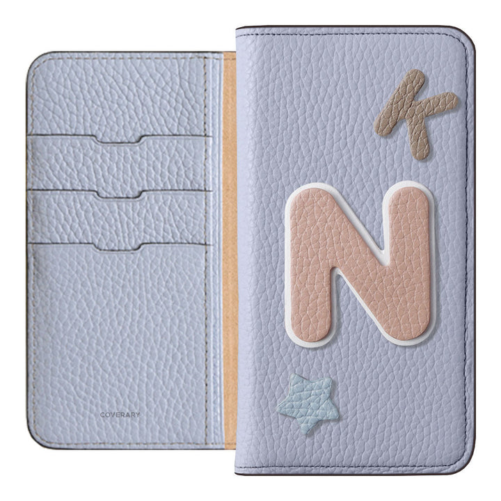 Genuine leather 32 colors Italian shrink leather 3 types set with patch notebook-style case AQUOS series