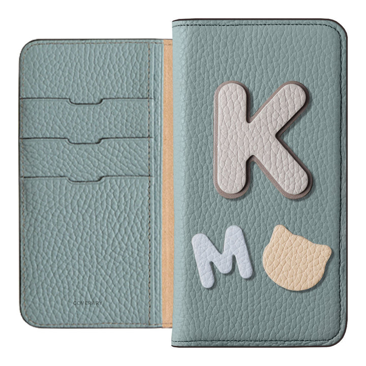 Genuine leather 32 colors Italian shrink leather 3 types set with patches Notebook-style case Galaxy series