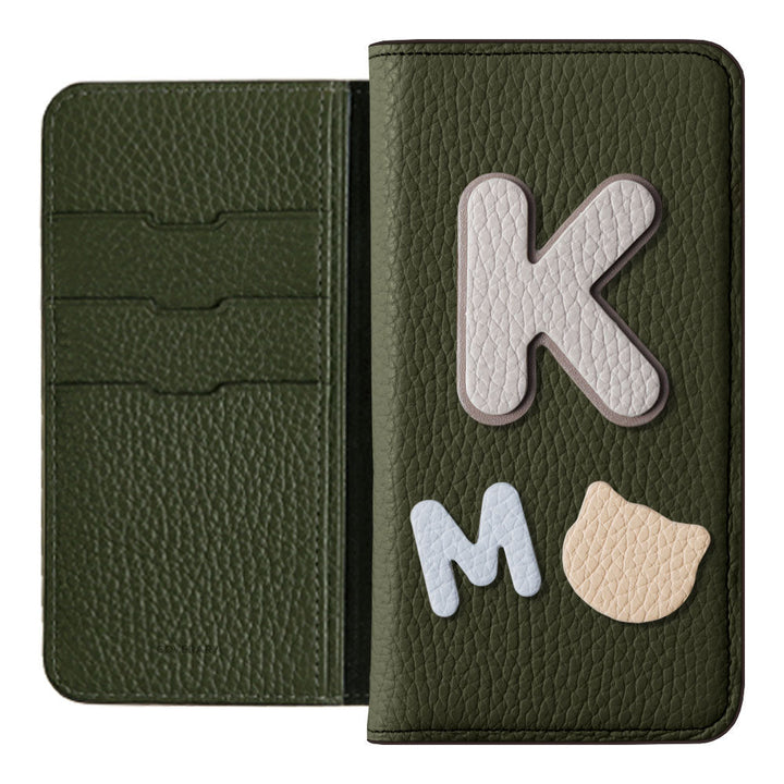 Genuine leather 32 colors Italian shrink leather 3 types set with patches Notebook-style case Galaxy series