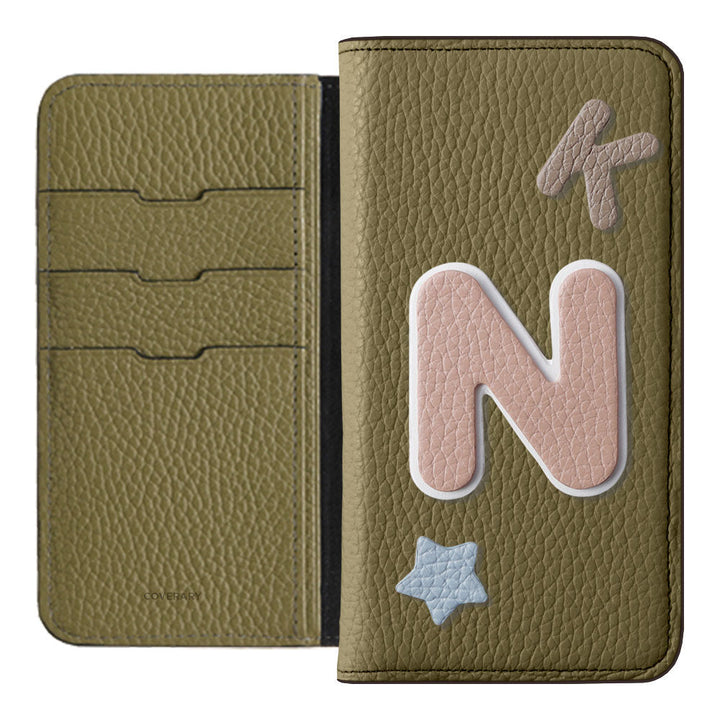 Genuine leather 32 colors Italian shrink leather 3 types set with patches Notebook-style case Galaxy series