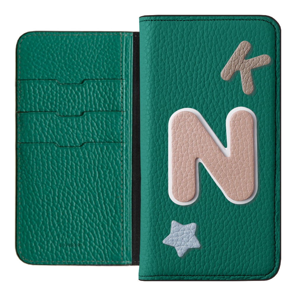 Genuine leather 32 colors Italian shrink leather 3 types set with patches Notebook-style case Galaxy series