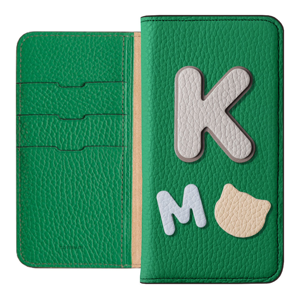 Genuine leather 32 colors Italian shrink leather 3 types set with patch notebook-style case AQUOS series