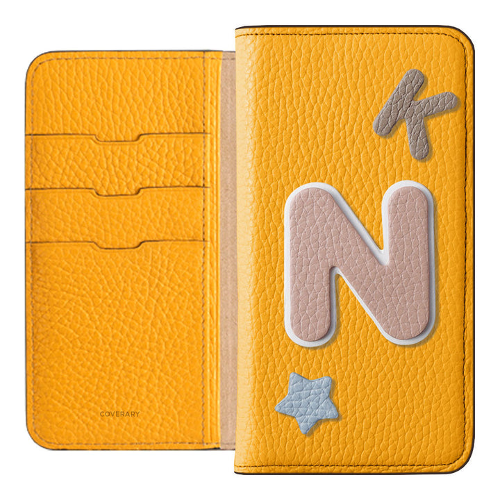 Genuine leather 32 colors Italian shrink leather 3 types set with patches Notebook-style case Galaxy series