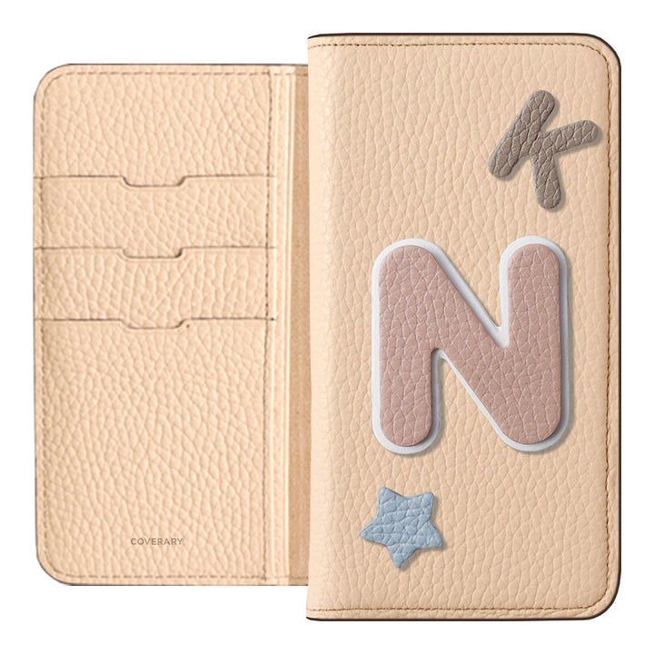 Genuine leather 32 colors Italian shrink leather 3 types set with patch notebook-style case AQUOS series