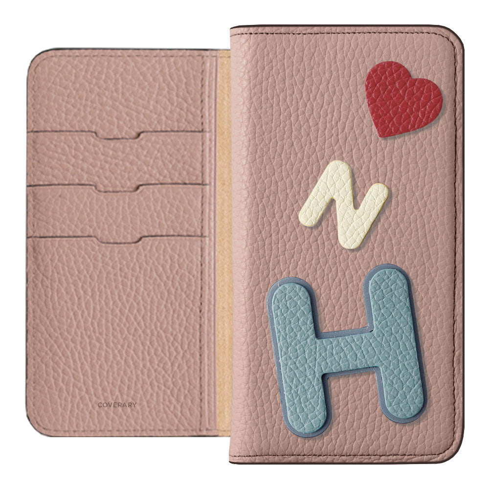 Genuine leather 32 colors Italian shrink leather 3 types set with patch notebook-style case AQUOS series