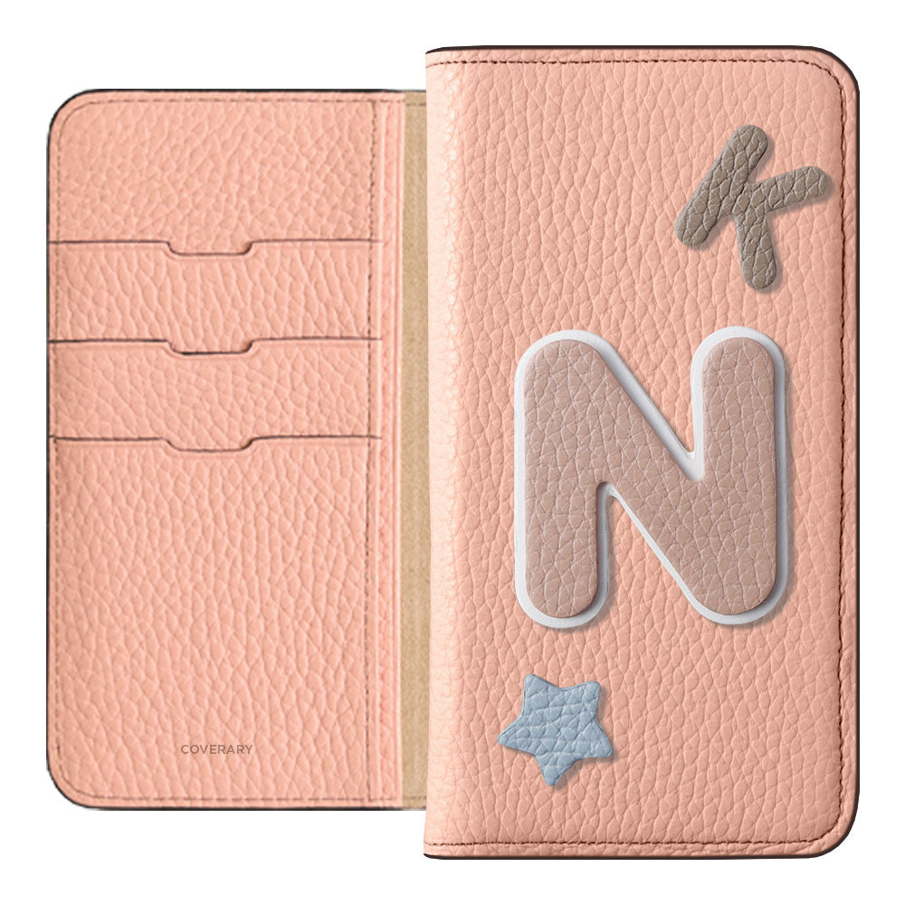 Genuine leather 32 colors Italian shrink leather 3 types set with patches Notebook-style case Galaxy series