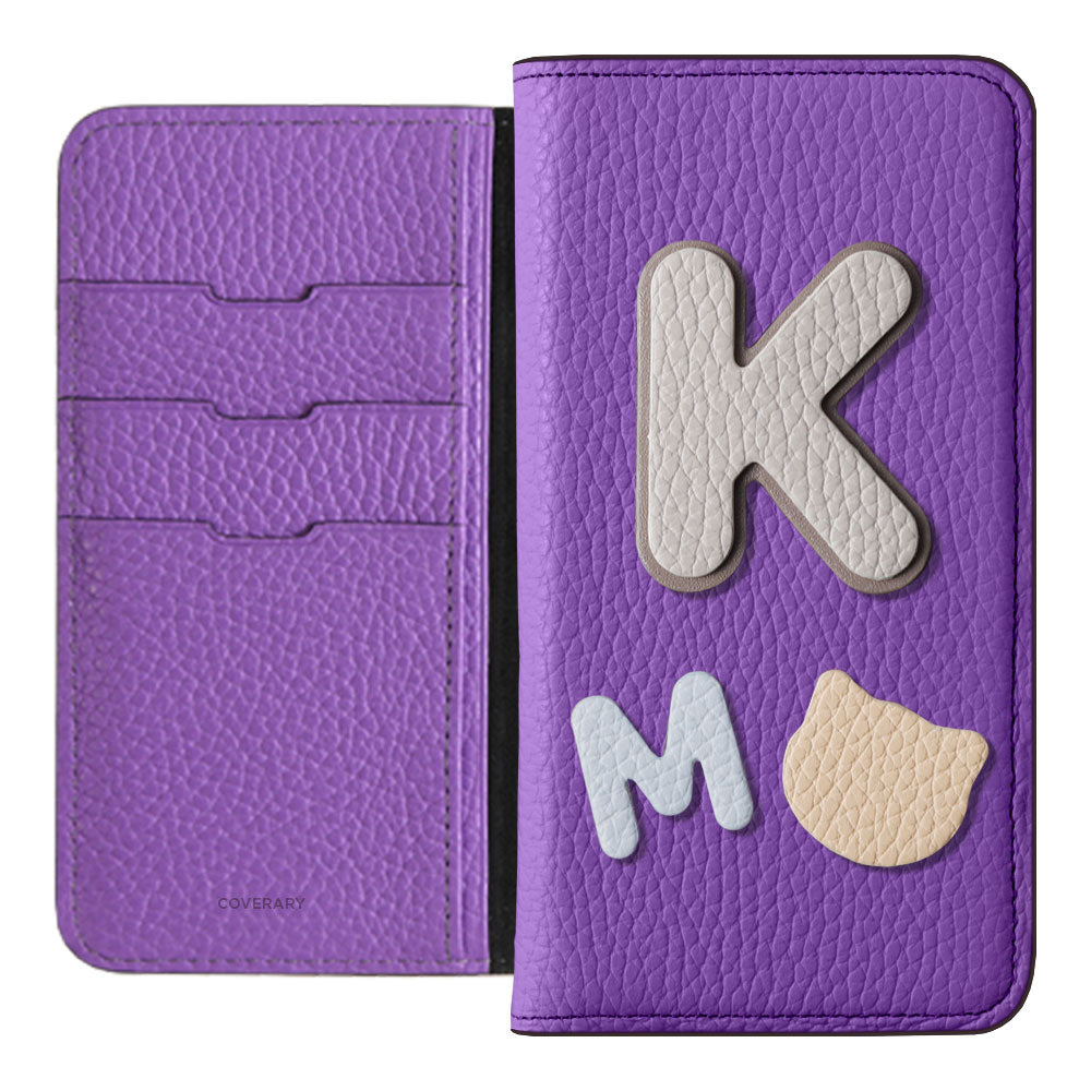 Genuine leather 32 colors Italian shrink leather 3 types set with patch notebook-style case AQUOS series