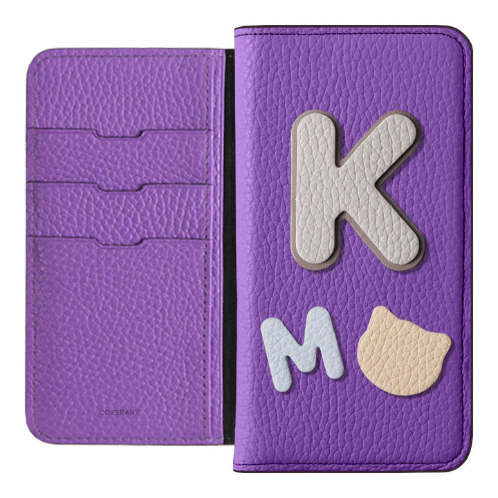 Genuine leather 32 colors Italian shrink leather 3 types set with patch notebook-style case AQUOS series