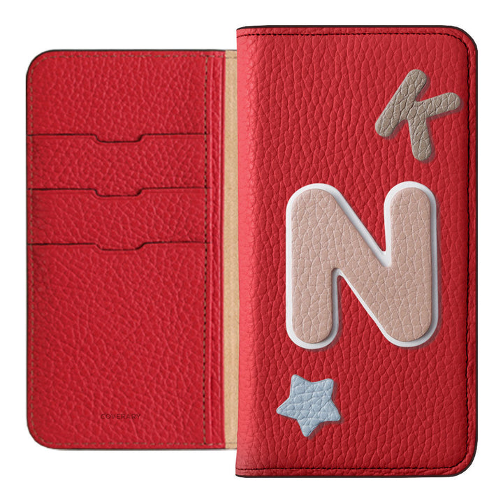 Genuine leather 32 colors Italian shrink leather 3 types set with patch notebook-style case AQUOS series