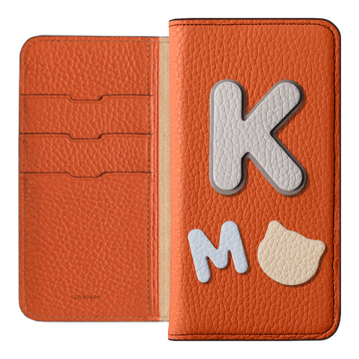 Genuine leather 32 colors Italian shrink leather 3 types set with patches Notebook-style case Galaxy series