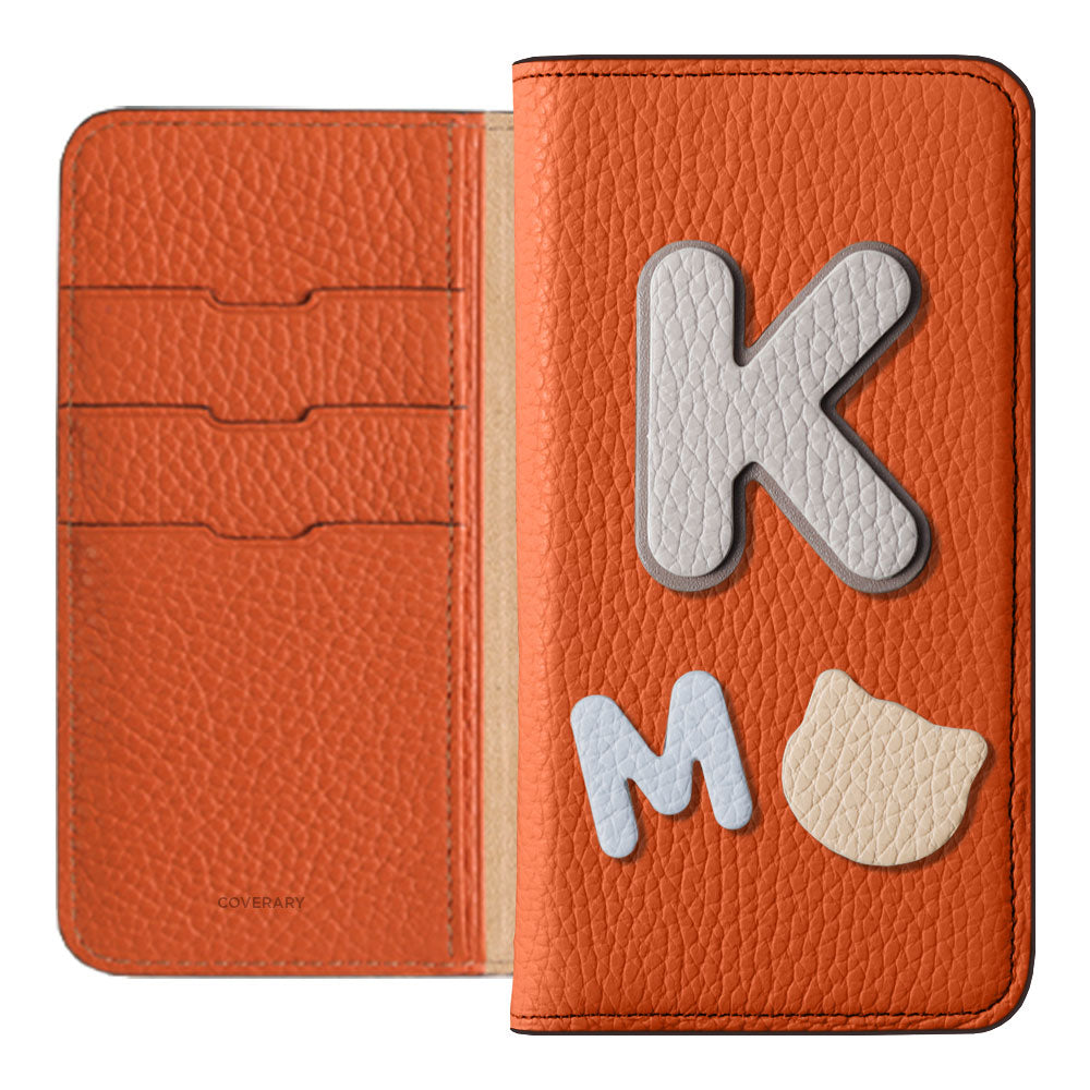 Genuine leather 32 colors Italian shrink leather 3 types set with patch notebook-style case AQUOS series