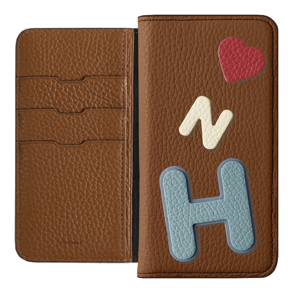 Genuine leather 32 colors Italian shrink leather 3 types set with patches Notebook-style case Galaxy series