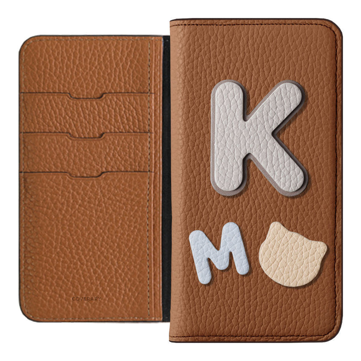 Genuine leather 32 colors Italian shrink leather 3 types set with patches Notebook-style case Galaxy series