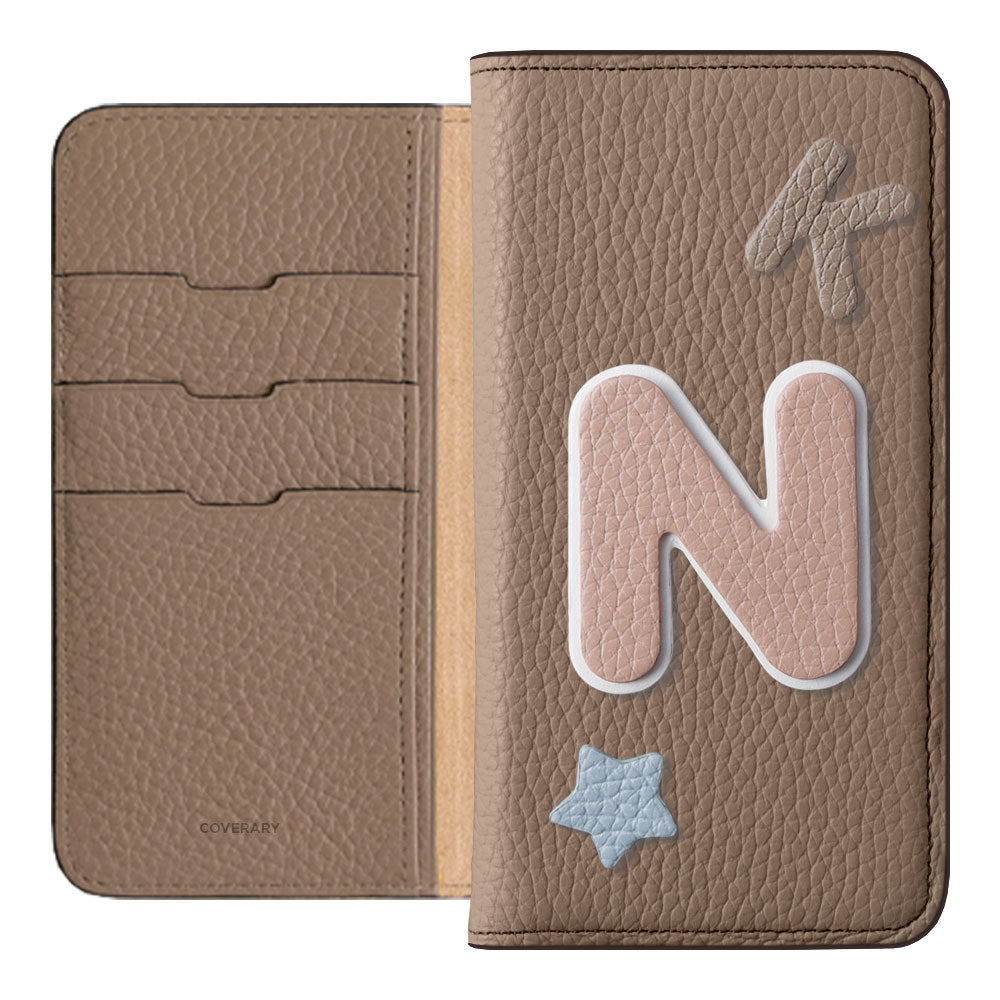 Genuine leather 32 colors Italian shrink leather 3 types set with patches notebook-style case Xperia series