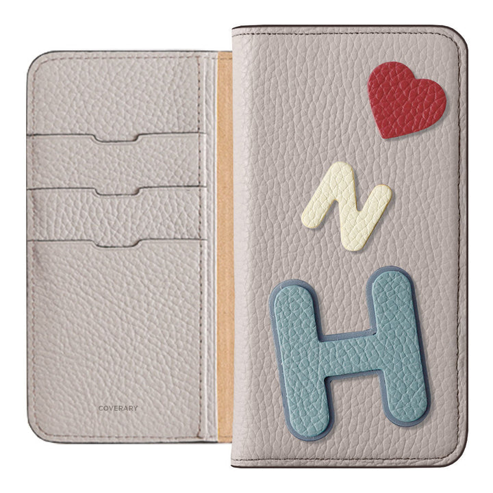 Genuine leather 32 colors Italian shrink leather 3 types set with patches Notebook-style case Galaxy series