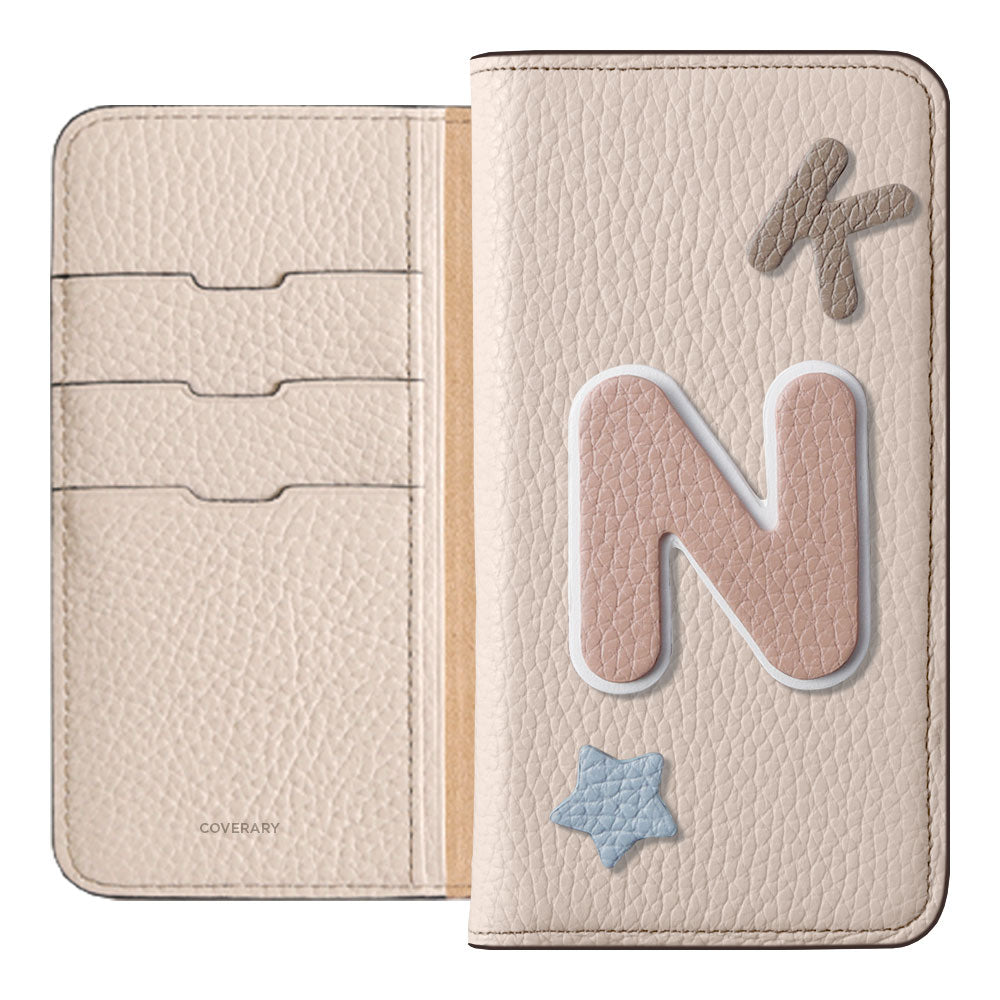 Genuine leather 32 colors Italian shrink leather 3 types set with patches Notebook-style case Galaxy series