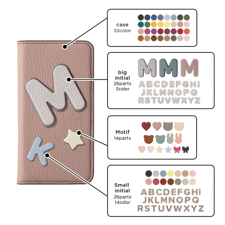 Genuine leather 32 colors Italian shrink leather 3 types set with patches notebook-style case Xperia series