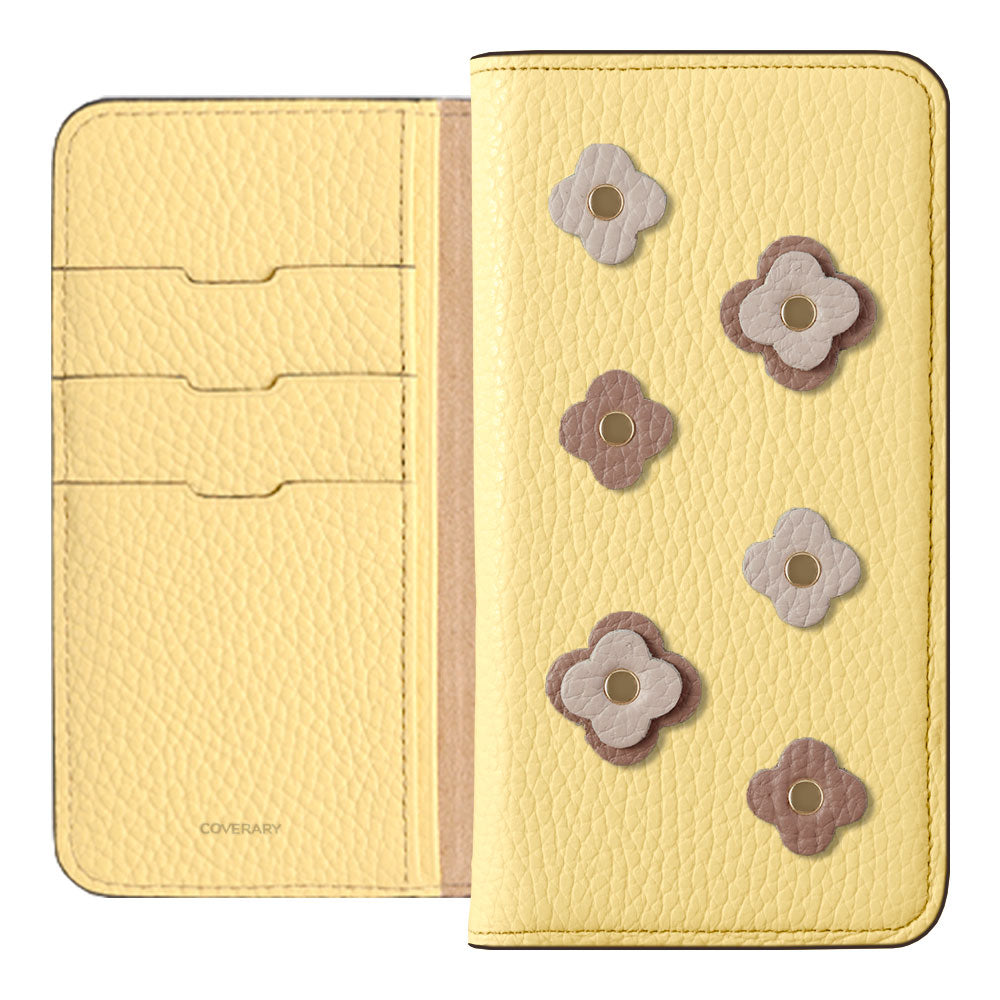 Genuine leather 32 colors Italian shrink leather floral motif notebook-style case Xperia series