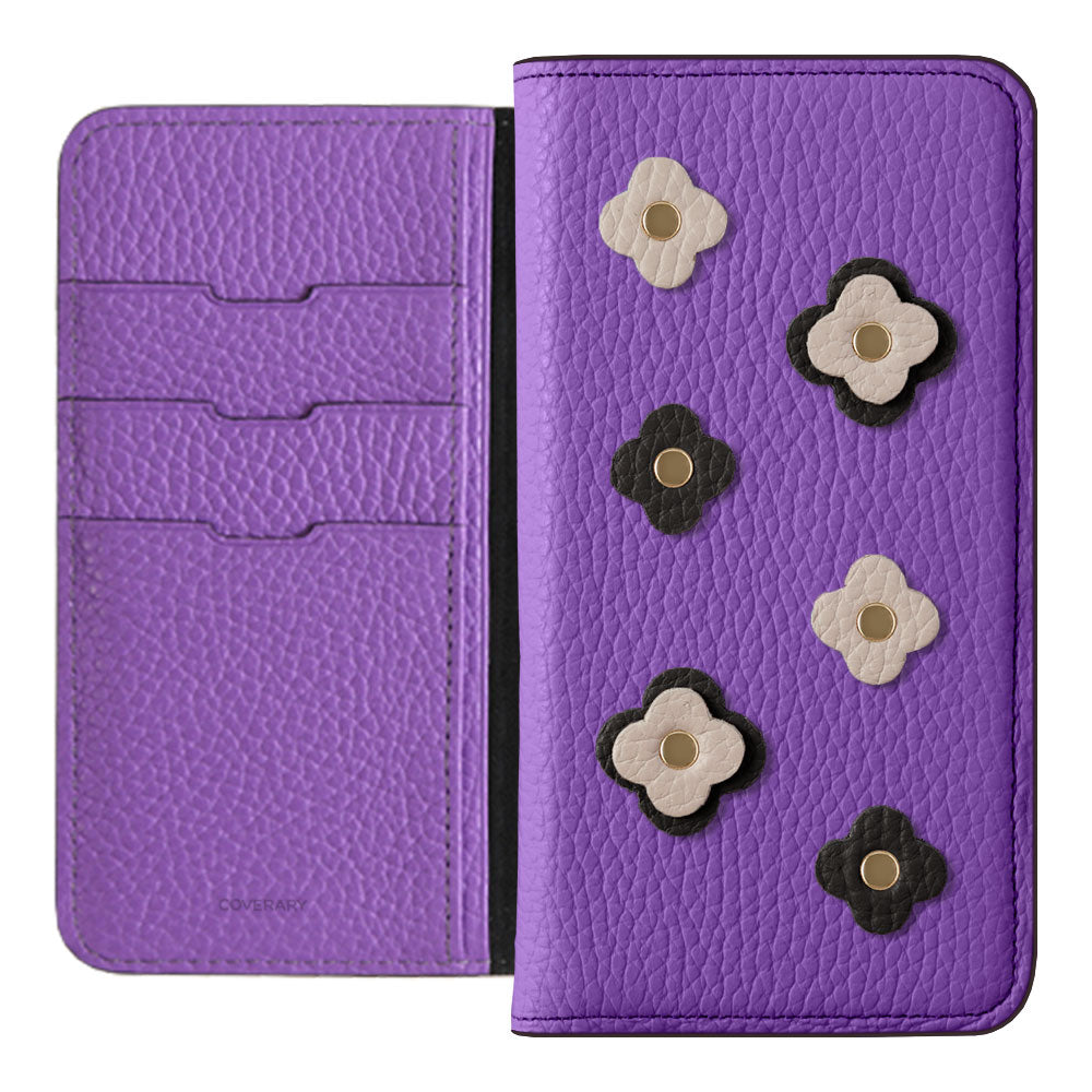 Genuine leather 32 colors Italian shrink leather floral motif notebook-style case Google Pixel series