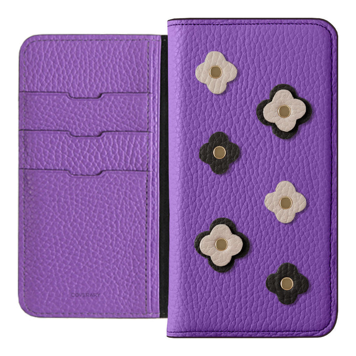 Genuine leather 32 colors Italian shrink leather floral motif notebook-style case Google Pixel series