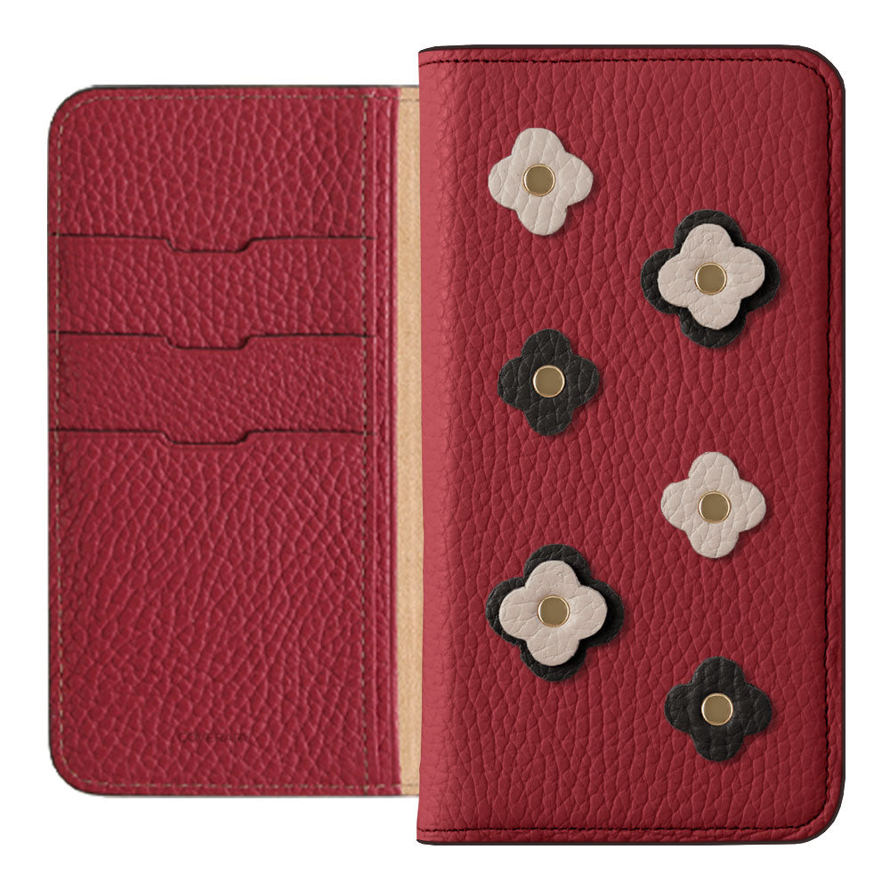 Genuine leather 32 colors Italian shrink leather floral motif notebook-style case Google Pixel series