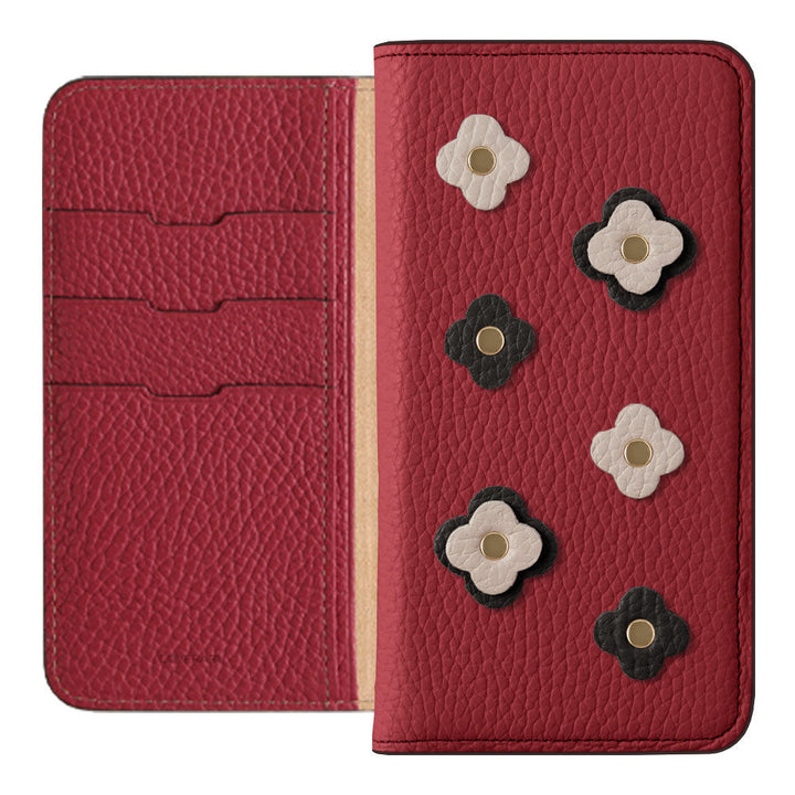 Genuine leather 32 colors Italian shrink leather floral motif notebook-style case Google Pixel series