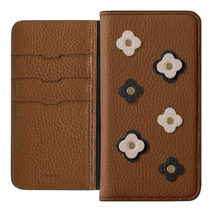 Genuine leather 32 colors Italian shrink leather floral motif notebook-style case Google Pixel series