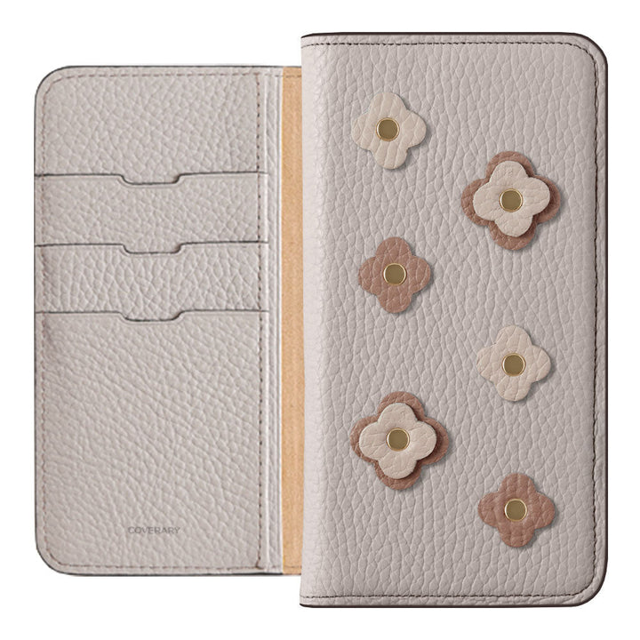 Genuine leather 32 colors Italian shrink leather floral motif notebook-style case Google Pixel series