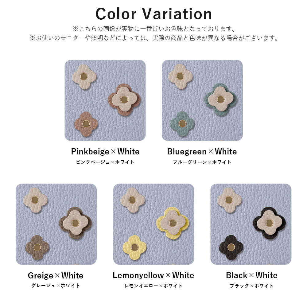 Genuine leather 32 colors Italian shrink leather floral motif notebook-style case Google Pixel series