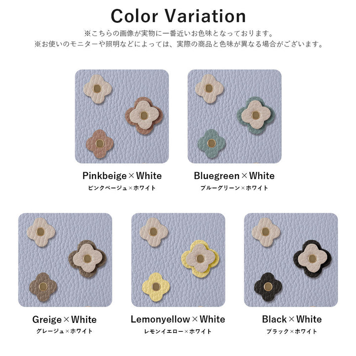 Genuine leather 32 colors Italian shrink leather floral motif notebook-style case Galaxy series