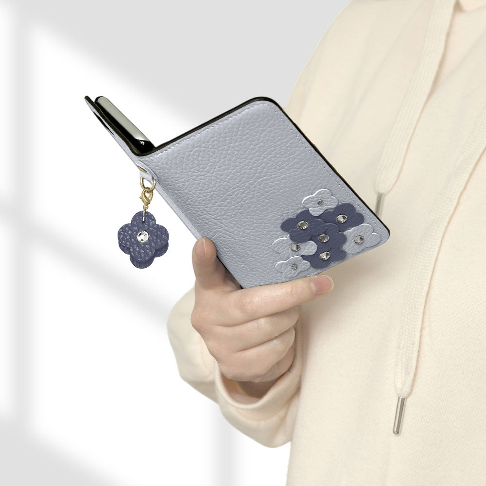 Genuine Leather 32 Colors Italian Shrink Leather Petal Charm Wallet Case for Xperia Series