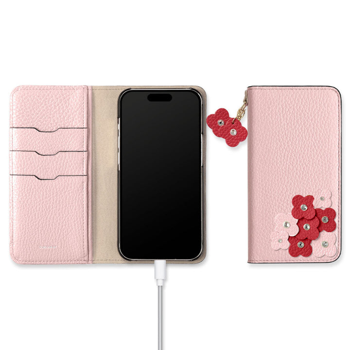 Genuine Leather 32 Colors Italian Shrink Leather Petal Charm Wallet Case for Xperia Series