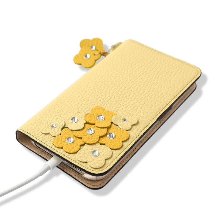 Genuine Leather 32 Colors Italian Shrink Leather Petal Charm Wallet Case for Xperia Series