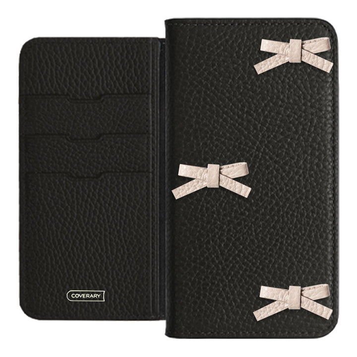 Cuir véritable 32 couleurs cuir italien grainé étui à rabat décoré de ruban série AQUOS