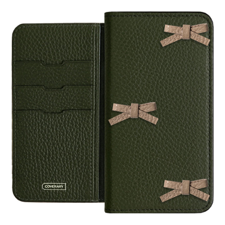 Cuir véritable 32 couleurs cuir italien grainé étui à rabat décoré de ruban série AQUOS