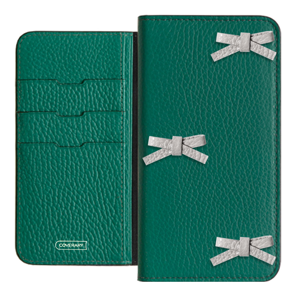 Cuir véritable 32 couleurs cuir italien grainé étui à rabat décoré de ruban série AQUOS