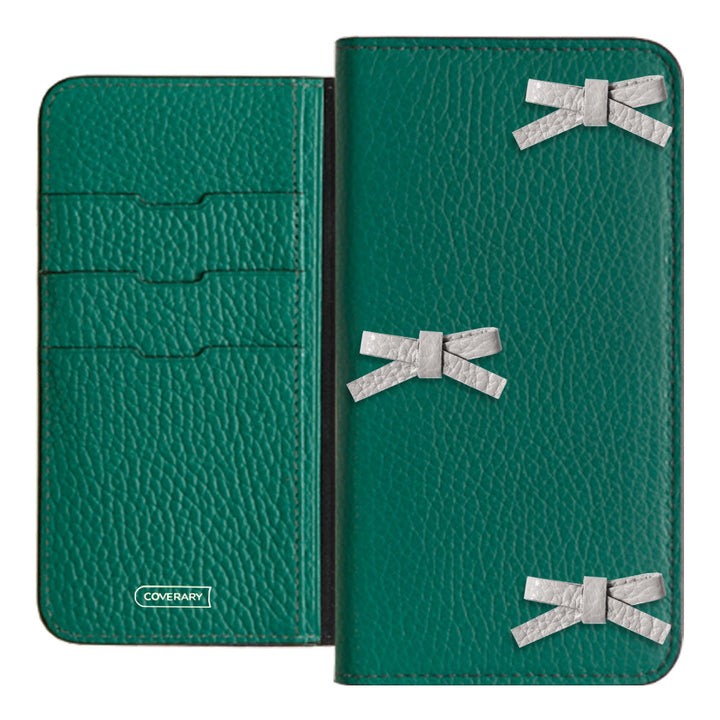 Cuir véritable 32 couleurs cuir italien grainé étui à rabat décoré de ruban série AQUOS