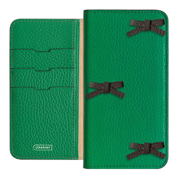 Cuir véritable 32 couleurs cuir italien grainé étui à rabat décoré de ruban série AQUOS