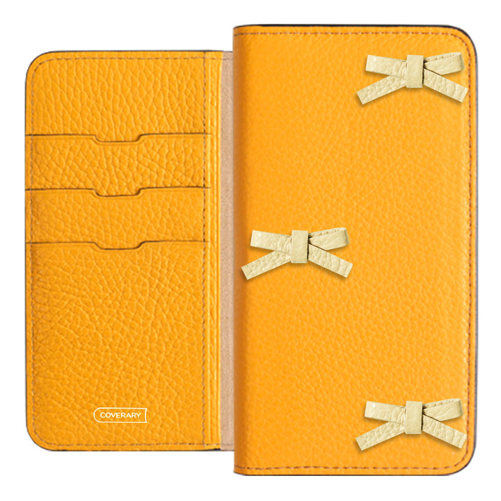 Cuir véritable 32 couleurs cuir italien grainé étui à rabat décoré de ruban série AQUOS