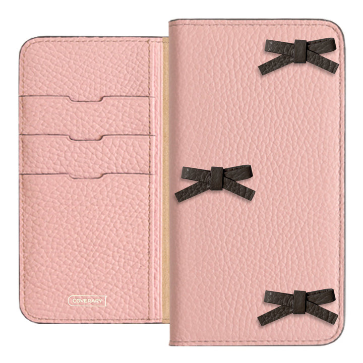 本革 32色 イタリアンシュリンクレザー リボンデコ 手帳型ケース iPhoneシリーズ