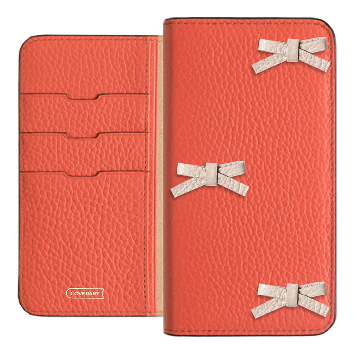 Cuir véritable 32 couleurs cuir italien grainé étui à rabat décoré de ruban série AQUOS