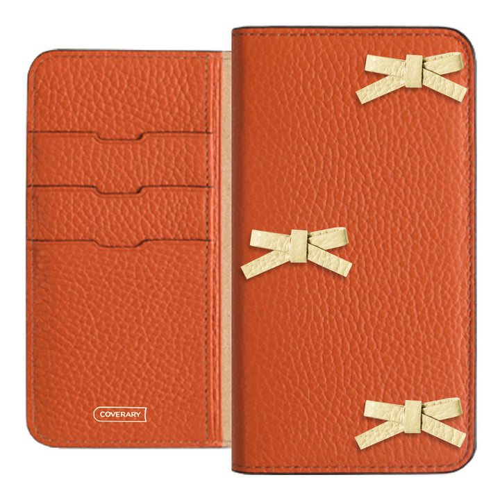 本革 32色 イタリアンシュリンクレザー リボンデコ 手帳型ケース iPhoneシリーズ