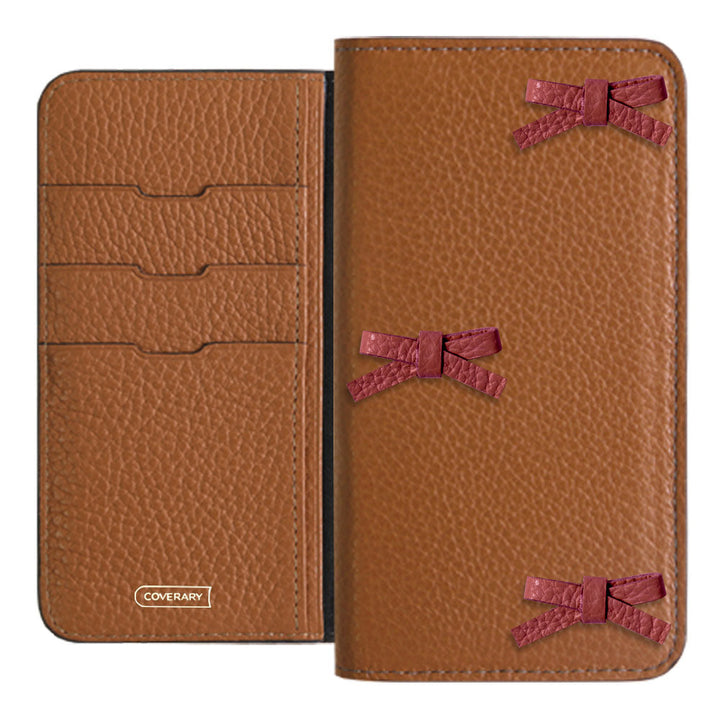 Cuir véritable 32 couleurs cuir italien grainé étui à rabat décoré de ruban série AQUOS