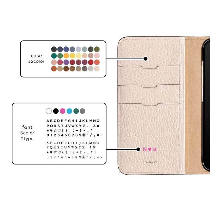 Genuine Leather 32 Colors Italian Shrink Leather Personalized Engraving (Color Foil Stamping) Notebook Style Case Xperia Series