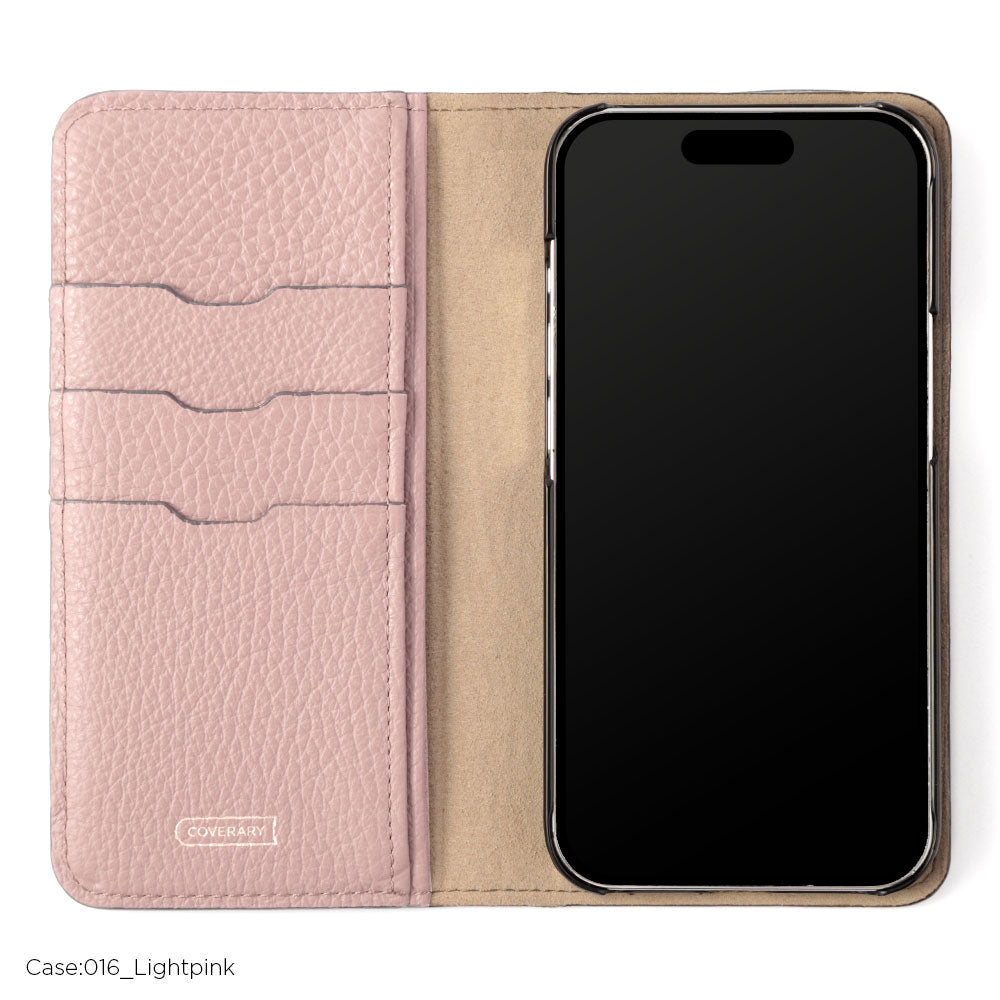 本革 32色 イタリアンシュリンクレザー 革紐リボン 手帳型ケース iPhoneシリーズ